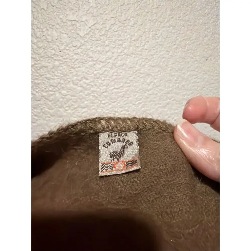 Alpaca Camargo Shawl Scarf Wrap Brown Fringe 70 X 9 Peru